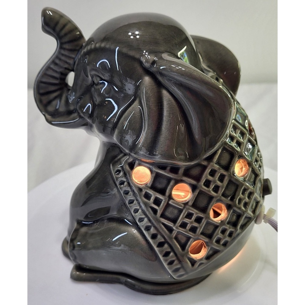 Elephant Electric Wax Warmer Ceramic Gray Intertek On Off Switch